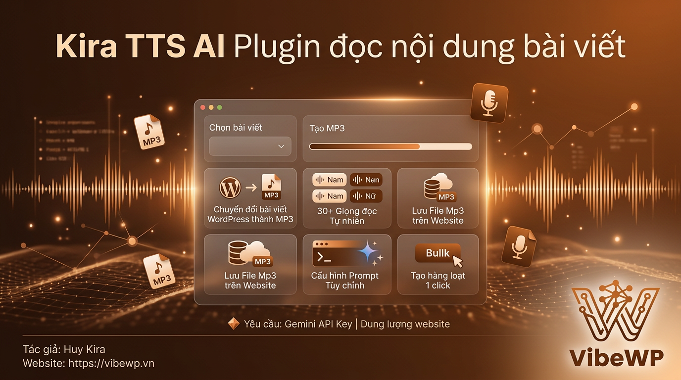 Kira TTS AI - Plugin đọc nội dung bài viết