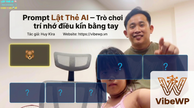 Prompt Lật Thẻ AI — Trò chơi trí nhớ điều khiển bằng tay