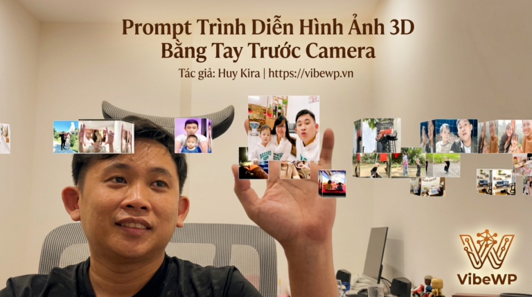 Prompt trình diễn hình ảnh 3D bằng tay trước camera