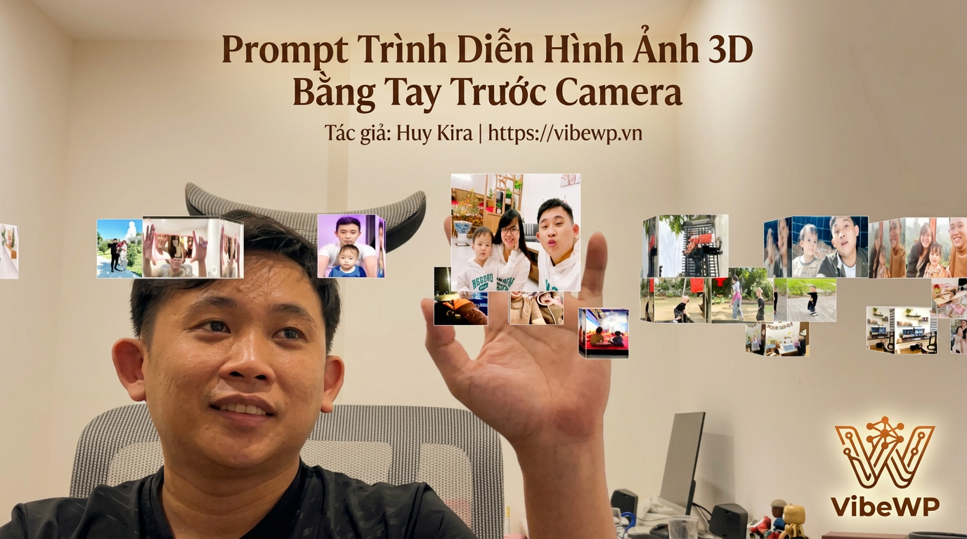Prompt trình diễn hình ảnh 3D bằng tay trước camera